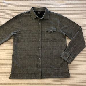 TODD SNYDER - GLEN PLAID LONG SLEEVE KNIT POLO SHIRT IN BLACK (Large)